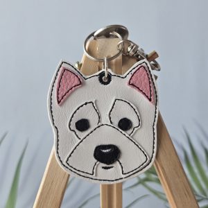 Embroidered Faux Leather Dog Breed Keyring